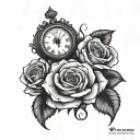 hand tattoo with half a clock and half a rose    tattoo design idea