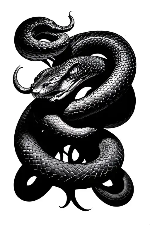 fine line medusa snake tattoo design idea