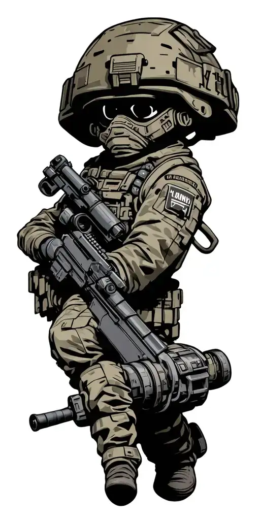 military theme, army, mortars, strykers, mraps, snipers tattoo design idea