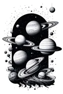 solar system graphic design tattoo design idea