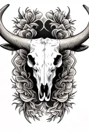 longhorn steer skull tattoo design idea