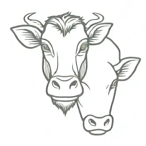 baby monkey head and cow head  tattoo design idea