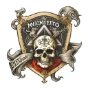 an ace of spades card with a banner above it that says "Memento Mori" tattoo design idea
