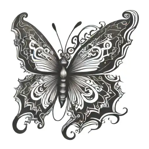 butterfly with chaos symbol   tattoo design idea