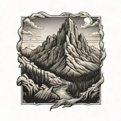 mountain peak shading tattoo design idea
