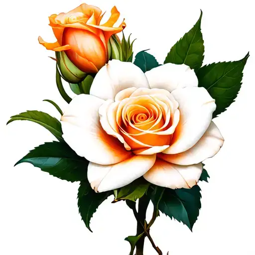 white cattleya and orange rose wrapped loosely tattoo design idea