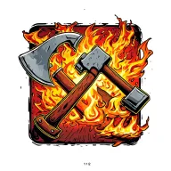 damage control firefighting crash axe crossed with fireman's maul tattoo design idea