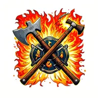 damage control firefighting crash axe crossed with fireman's maul tattoo design idea
