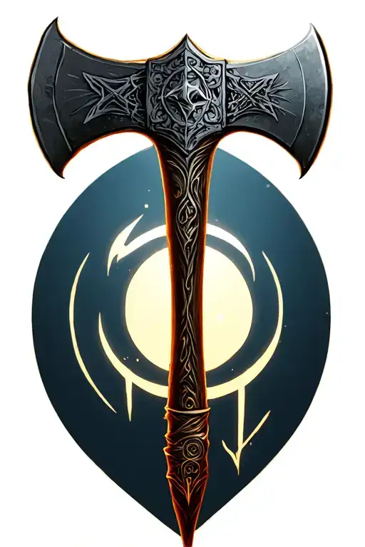 2-headed axe plus Pluto glyph  tattoo design idea