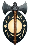 2-headed axe plus Pluto glyph  tattoo design idea