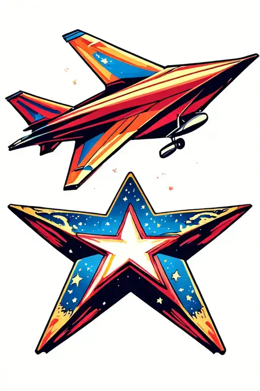world, paper plane, star tattoo design idea
