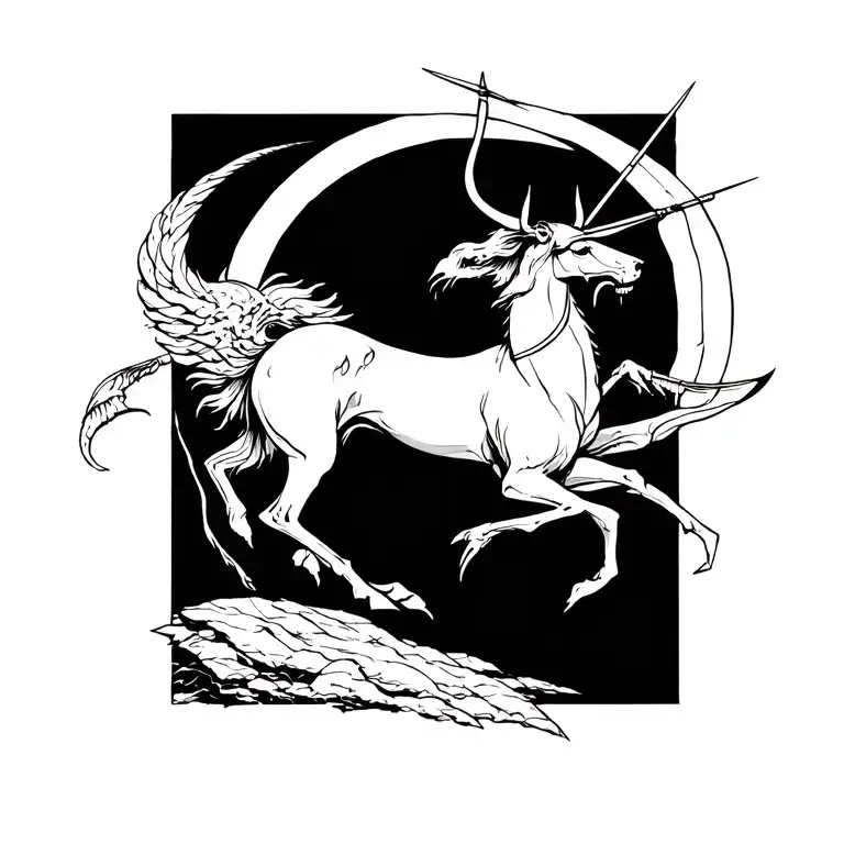 Sagittarius arch fine line with other elements  tattoo design idea