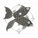 yin yang pisces fish swimming tattoo design idea