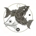 yin yang pisces fish swimming tattoo design idea