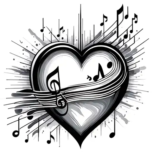 sound waves, heart   heart beat, musical notes &. vinyl  tattoo design idea