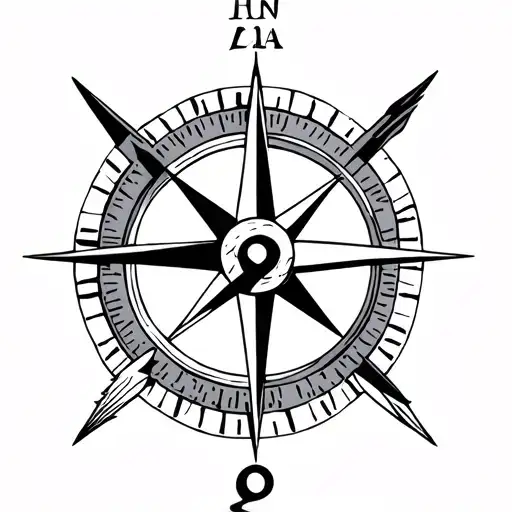 compass, arrow, and semicolon incorporated tattoo design idea