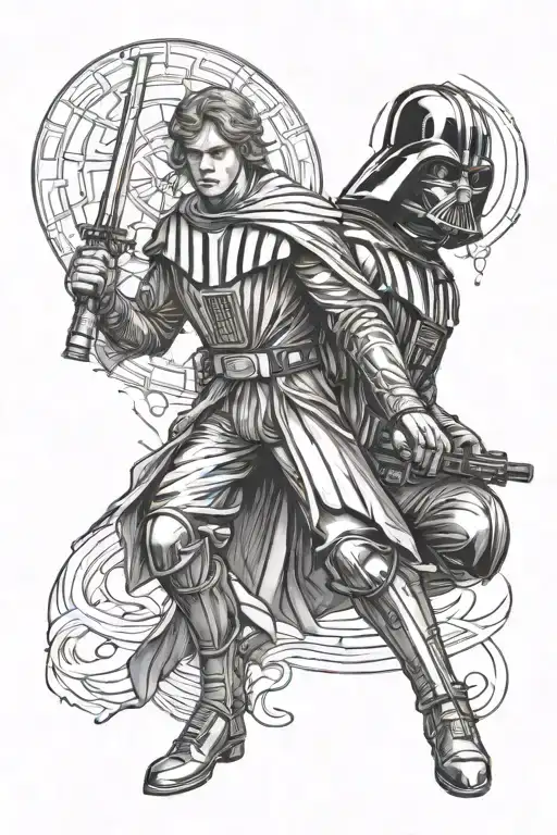 anakin skywalker as darth vader vs anakin tattoo design idea