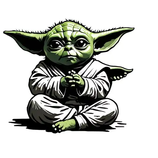 baby Yoda meditating tattoo design idea