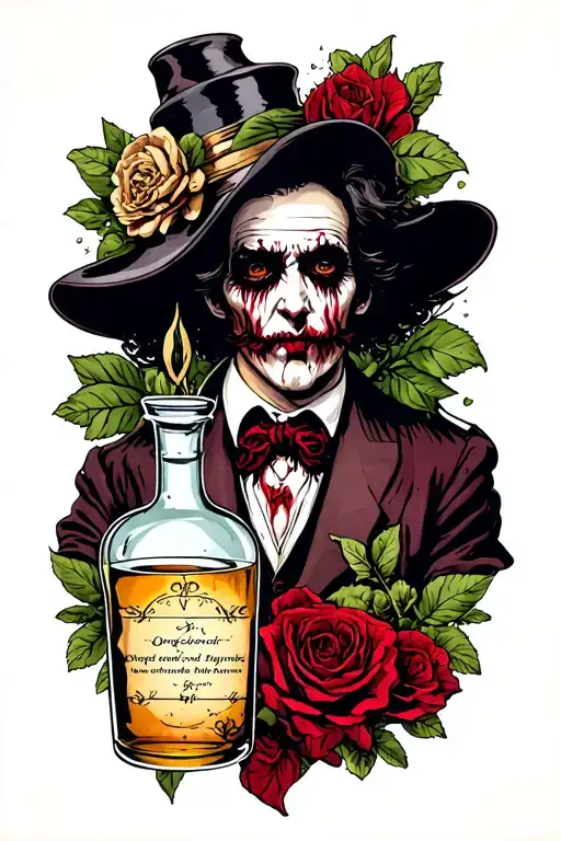 Jekyll and Hyde with potion  tattoo design idea