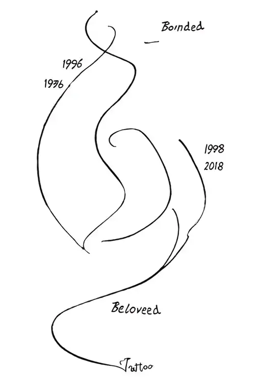 Born 1996 · Bonded 1998 · Beloved 2010 tattoo design idea