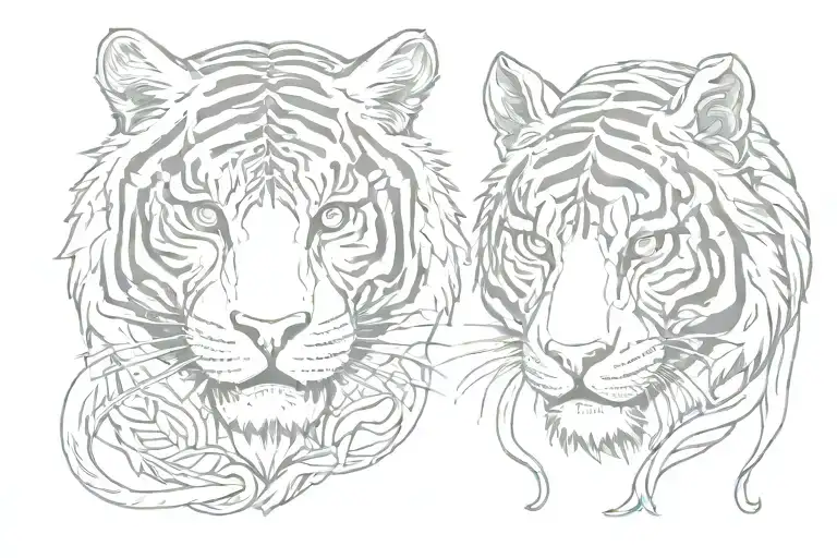snake and tiger face tattoo design idea