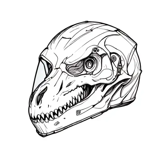 "Dinosaur skull" motorcycle helmet tattoo design idea