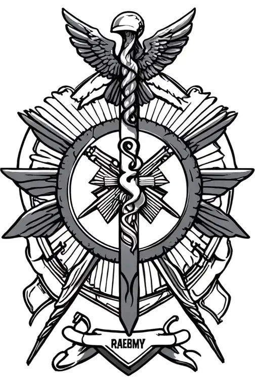 us army, paramedic, Freemason symbols throughout tattoo design idea