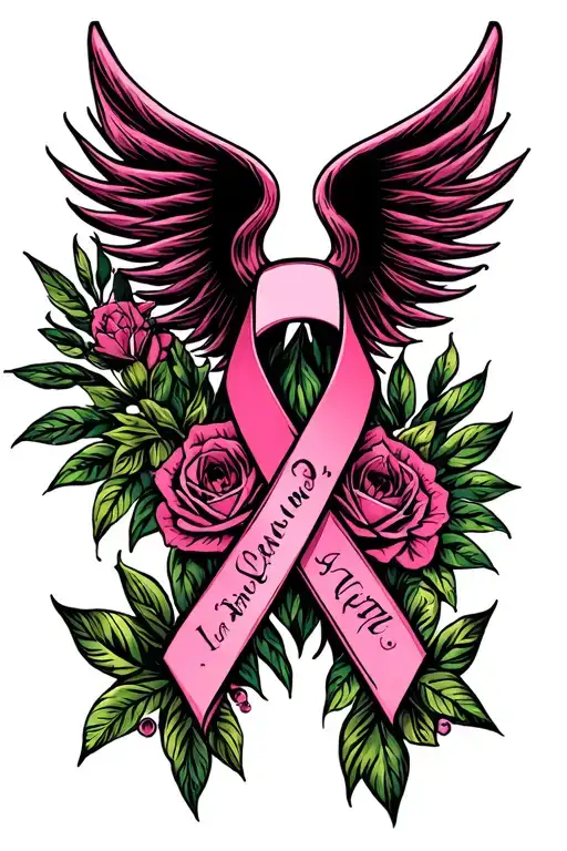 breast cancer symbol incorporated tattoo design idea