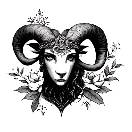 Create a black and white simpleton yet beautiful Aries and Virgo combined tattoo on the form of a flash sheet  tattoo design idea