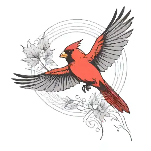 cardinal flying silhouette two wing tattoo design idea