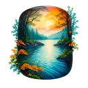 Bracelet shaped tattoo with nature tattoo design idea