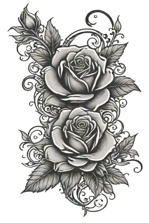 blessed letters in red with black roses around it  tattoo design idea