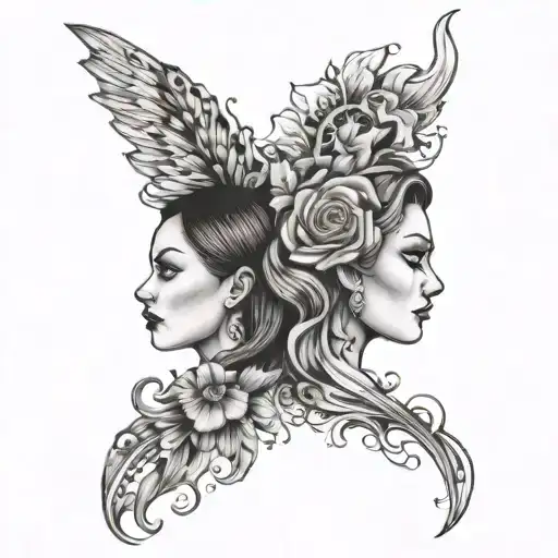 mother daughter matching tattoo design idea