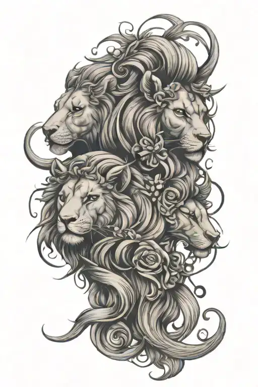 gemini and leo zodiac sign tattoo design idea
