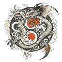 .yin yang dragon tattoo design idea