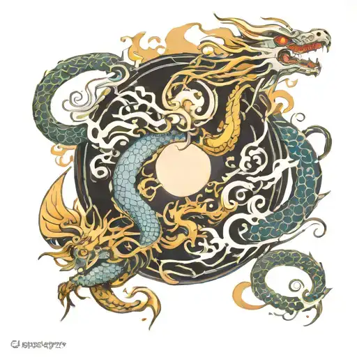 .yin yang dragon tattoo design idea