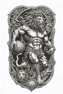 Atlas Holding The World With Lion Greek God with celtic tattoos tattoo design idea