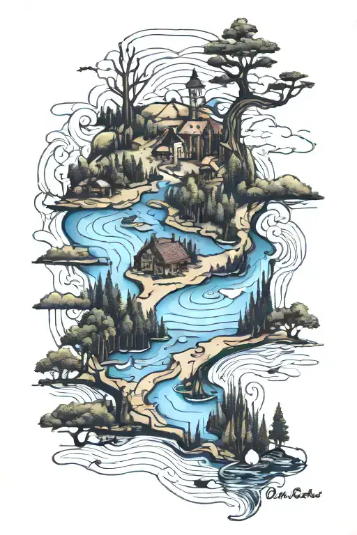 watts bar lake map tattoo design idea
