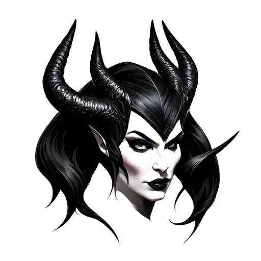 maleficent horns minimalist, online tattoo design idea