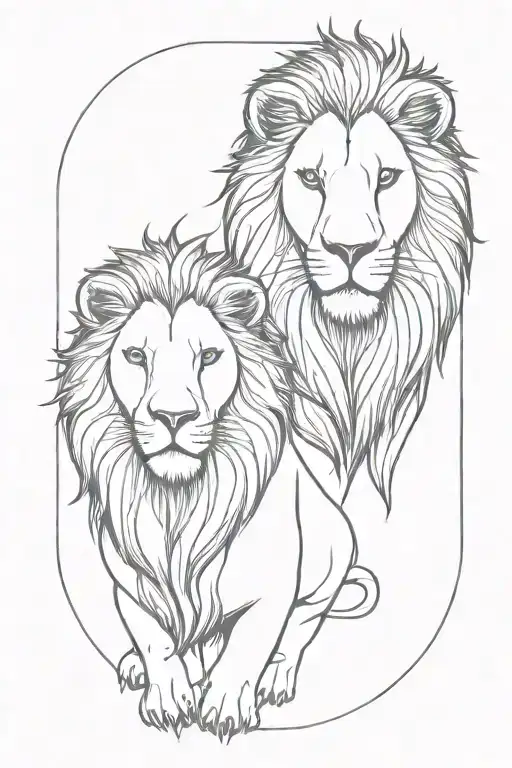 lion and lamb faces Stare tattoo design idea