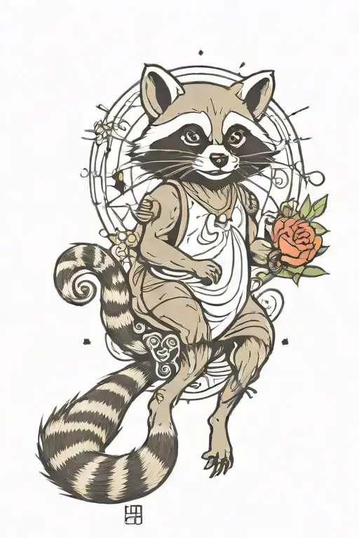 racoon and cancer zodiac tattoo design idea