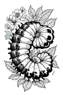 garden scene featuring caterpillar crawling tattoo design idea