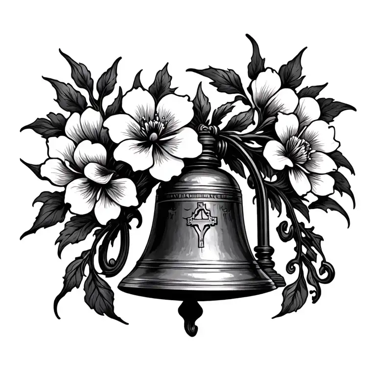 church bell flowers tattoo design idea