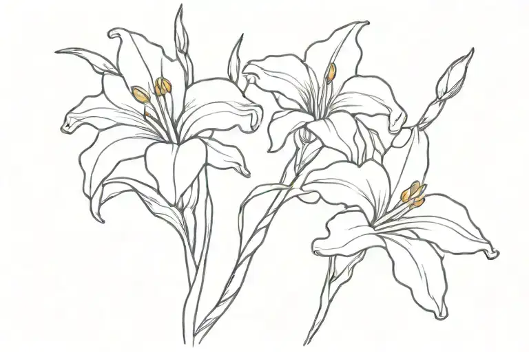 gladiolus flower with word power as the stem wrapped tattoo design idea
