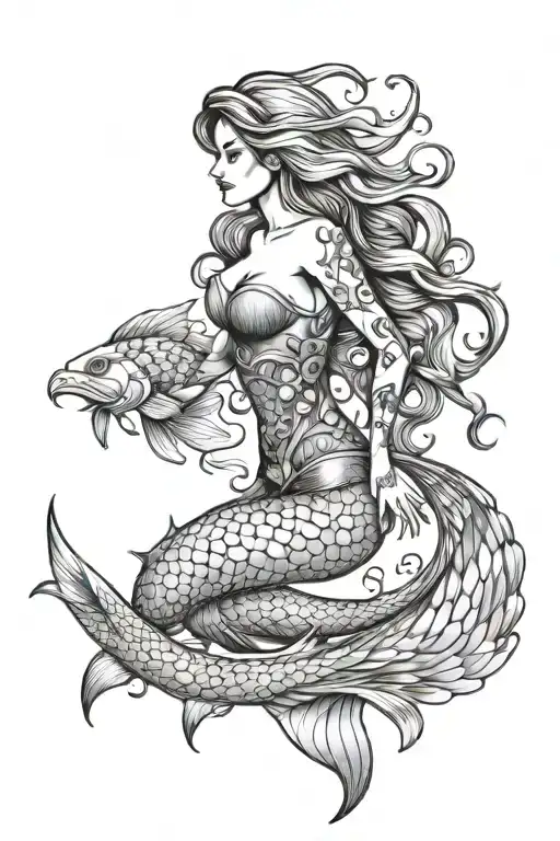 mermaid in Jewel tattoo design idea