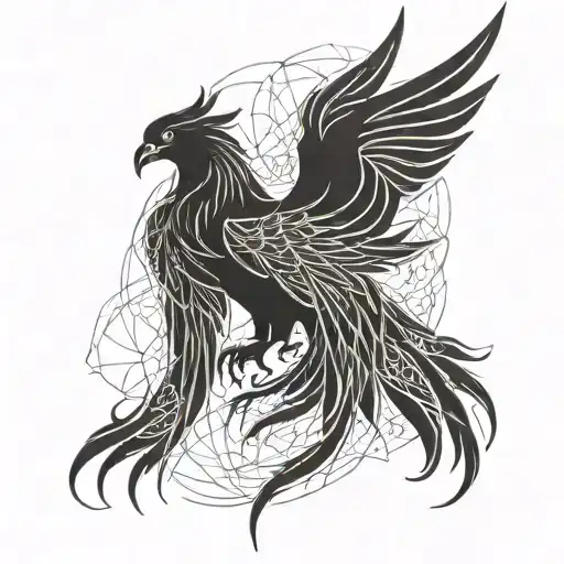 phoenix with outstretched wings tattoo design idea