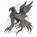 phoenix with outstretched wings tattoo design idea