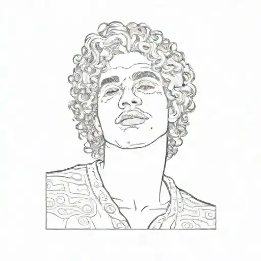 a man with curly hair tattoo design idea