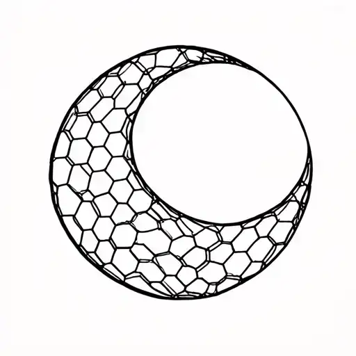 minimalistic moon builded with hexagons tattoo design idea