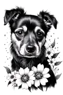 MEMORY OF MY DOG, WAY, FLOWERS tattoo design idea